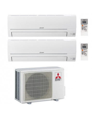 Climatizzatore Condizionatore Mitsubishi Linea Smart R32 MSZ-HR Dual Split Inverter 12000 + 12000 BTU con U.E. MXZ-2HA50VF Classe A++/A+
