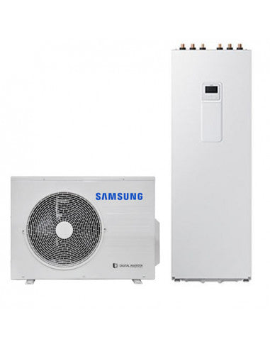 Samsung EHS Split con unità esterna monofase R32 AE090RXEDEG/EU più unità interna ClimateHub AE200RNWSEG/EU capacità 8,7 Kw (Pompa di calore completa di produzione acqua calda sanitaria)