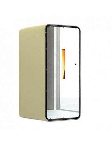 Stufa a pellet ventilata Anselmo Cola Ambra Lux con porta a specchio colore Avorio 7,10 kW
