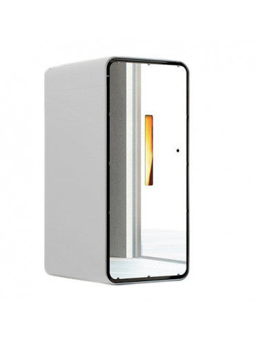Stufa a pellet ventilata Anselmo Cola Ambra Lux con porta a specchio colore Bianco 7,10 kW